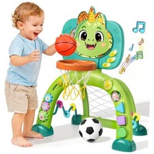 Toddler Basketball Hoop  Soccer Goal, Dinosaur Sports Play Toy Activity