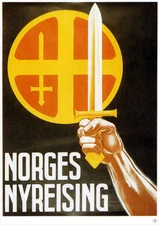 WWII Norway Norweigen Norge Sword Symbol Propaganda Military War Poster Print