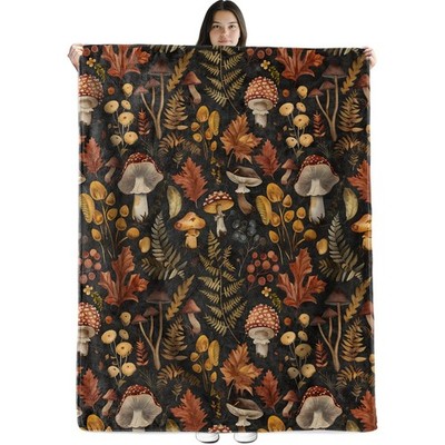 Autumn Mushroom Forest Throw Blanket 50'' X 60'' Flannel Blankets Fall Botanica...