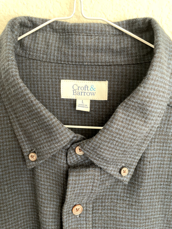 Men’s Croft & Barrow  LS Shirt Blue-Black Checked  Large NWOT