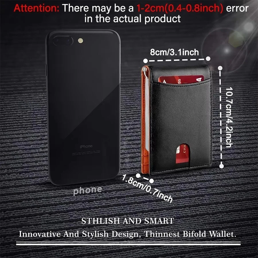 Slim RFID Blocking Wallet for Men Card Holder Money Clip Leather Bifold - Image 3 of 4