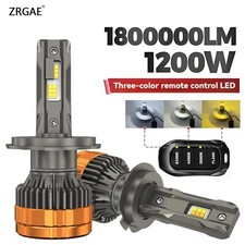 1200w H4 Led Headlights H1 H7 H11 9005 9006 Three Color Remote Control Car Light