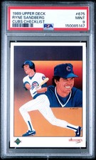 1989 UD CUBS CHECKLIST #675 RYNE SANDBERG PSA 9