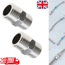 2PCS Universal Shower Hose Extension Pipe Stainless Steel Hose Extender UK