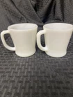 Vintage Anchor Hocking Fire King White Milk Glass D Handle Coffee Mugs OvenProof