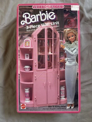 Vintage Barbie Sweet Roses 3-Piece Wall Unit Furniture w/ Box Mattel 1980s