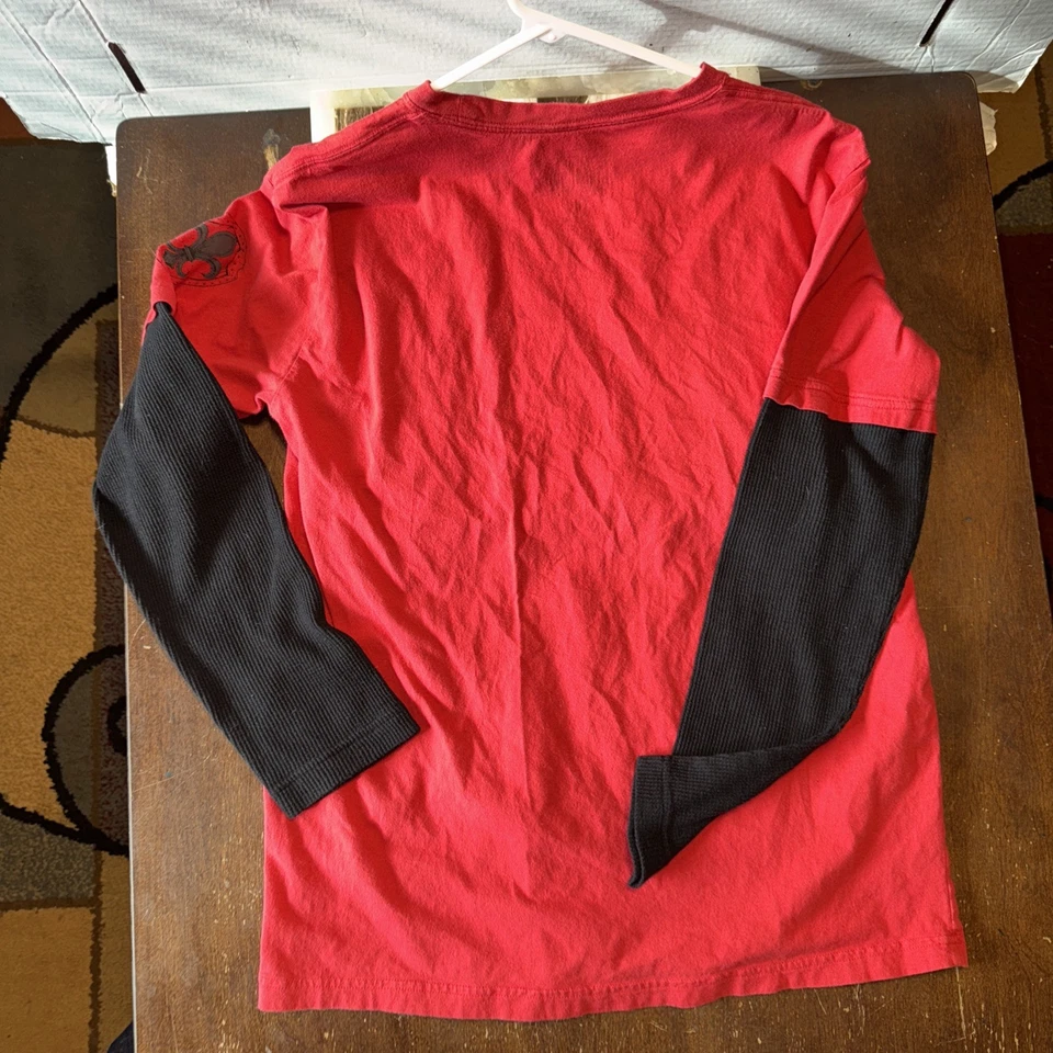 Camiseta MMA Elite Para Hombres Y2K Roja Manga Larga Doble Capa Gráfica XL Foto 4 de 4