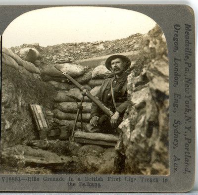 WW1, Rifle Grenade In British Trench In Balkins-Keystone #56 of 300 Set
