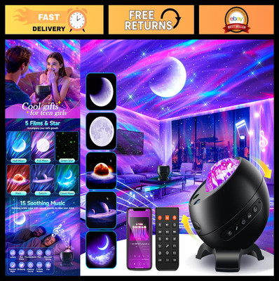 300+ Modes Star Projector with 5 Films & Bluetooth - Northern Lights & Moon Deco