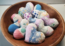 Vintage Cutter Quilt Hearts Bowl Fillers Double Wedding Ring Lot 10 Farmhouse