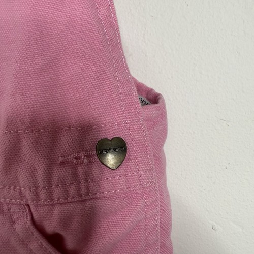 Carhartt Girls Canvas Bib Overalls Farmer Size 3T Pink Outdoor Chore Pants Work - Picture 6 of 15