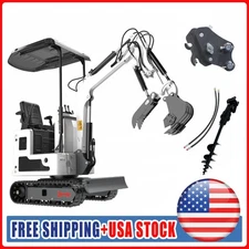 13.5HP Mini Excavator 1 TON B&S EPA Engine Auger & Quick Hitch Free Shipping