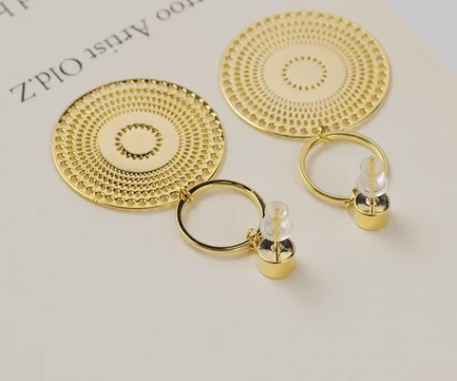 ORECCHINI PENDENTI STILE BOHEMIA IN RAME PLACCATO ORO 14K DONNA - Immagine 2 di 4