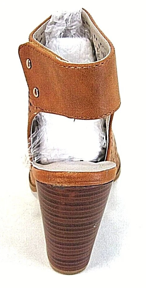 Nature Breeze Womens Laser Cut Open Toe Heels Tan Pu, US Size 8.5 M - Image 4 of 4
