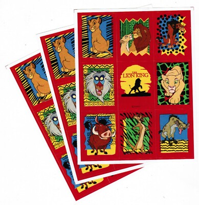 3 Sheets Disney LION KING Scrapbook Stickers! Simba Scar Mufasa Timon Pumbaa