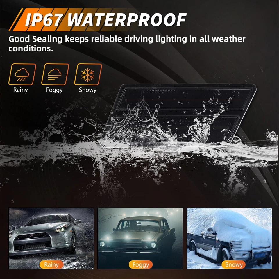 2X Smoked Dynamic LED Front Turn Signal Side Marker Lights For 80-82 Corvette C3 - Image 4 of 4