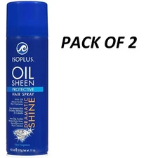 Isoplus Oil Sheen Hair Spray 11 fl oz PACK OF 2