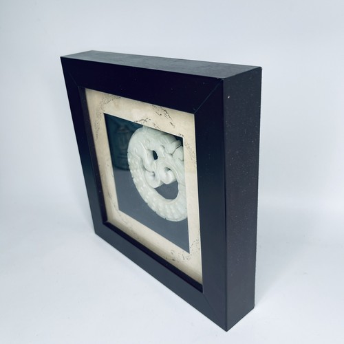 Vintage Chinese Carved Stone Sea Dragon 9cm Framed 18.5 cm Ouroboros Artefact - Picture 14 of 20