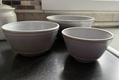 Mosser Glass Set of MARBLE Gray/Brown Mixing Bowl Set (20oz, 40oz,  60oz)