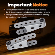 2''-3" Rear Drop Shackles Kit for Chevy Silverado GMC Sierra 1500 C1500 1988-18