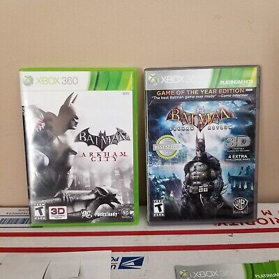 Lot of 2 Batman Xbox 360 Games Arkham City Asylum Complete in Box CIB 