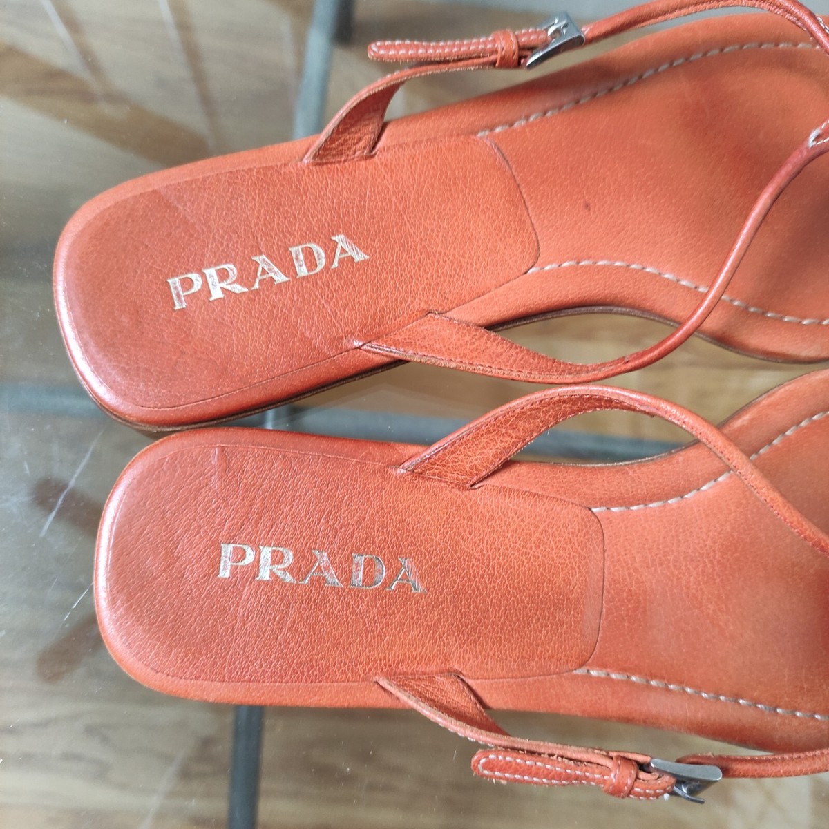 Pradaプラダオレンジミュールサンダル35.5 オレンジ系 イタリア PRADA(プラダ) サンダル・ミュール