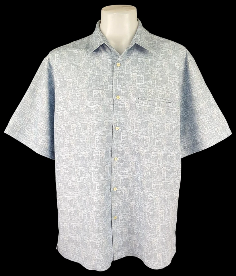 WEATHERPROOF Mens Heavy Cotton Blue S/S HAWAIIAN SHIRT - XL - Chest 52” -RRP £55 - Image 4 of 4
