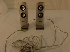 Avol Silver Wired 2" X 6" Miniature Desk Speaker System