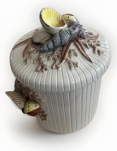 Vintage Fitz and Floyd Seashell Ocean Ice Bucket with Lid 12” - Bild 2 von 5