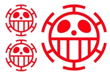 Jolly Roger Trafalgar Law 3 Pack Red Vinyl Decals Car Truck Laptop Tablet