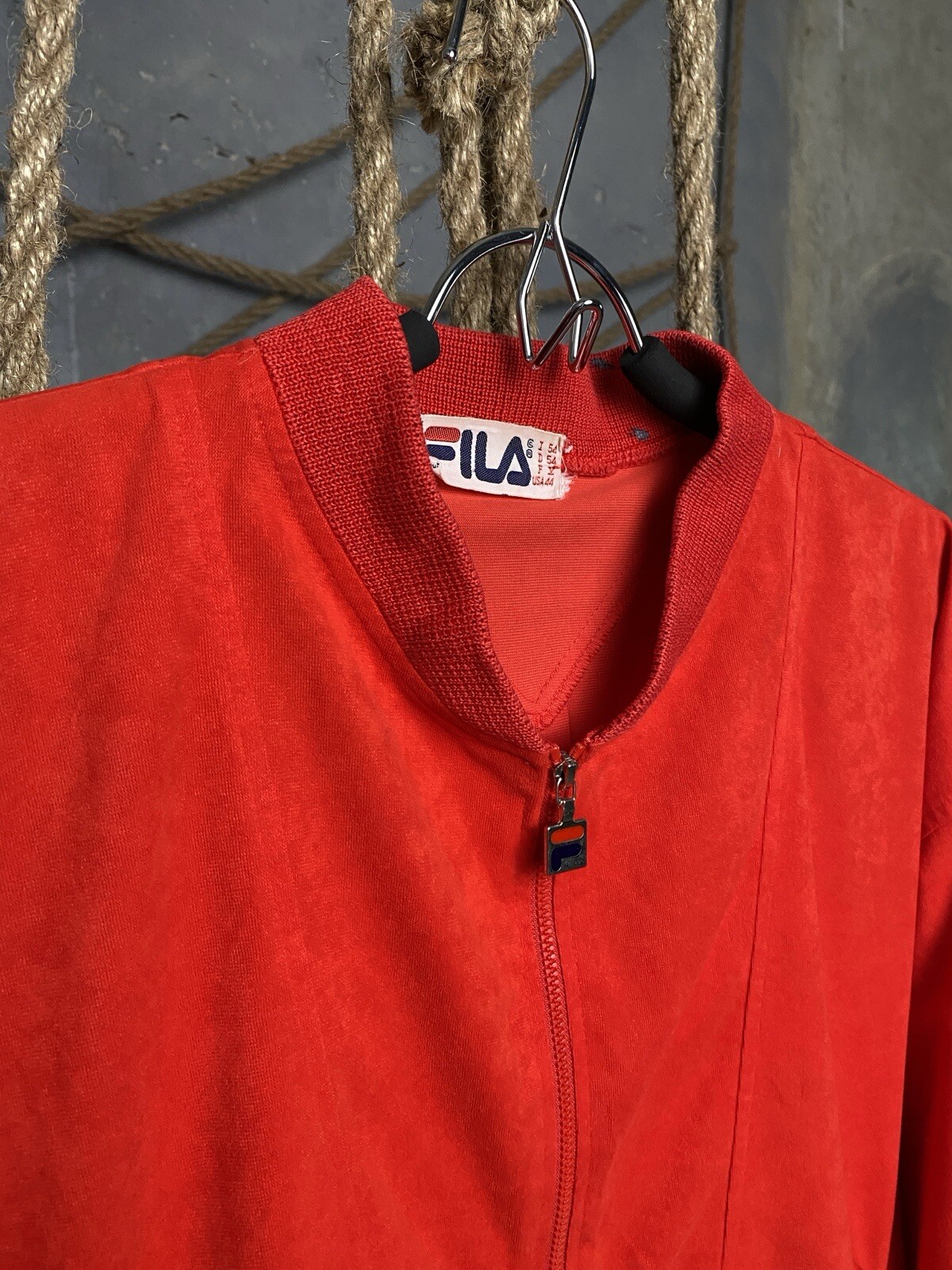 Giacca da pista vintage retrò fila bianca bomber rossa taglia L uomo