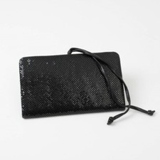 Whiting  Davis Black Mesh Clutch Purse Handbag Evening Bag 8.25" Long