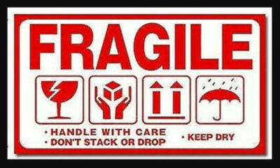 2 x3.5-inch Fragile Don't Stack or Drop Keep Dry Shipping Stickers