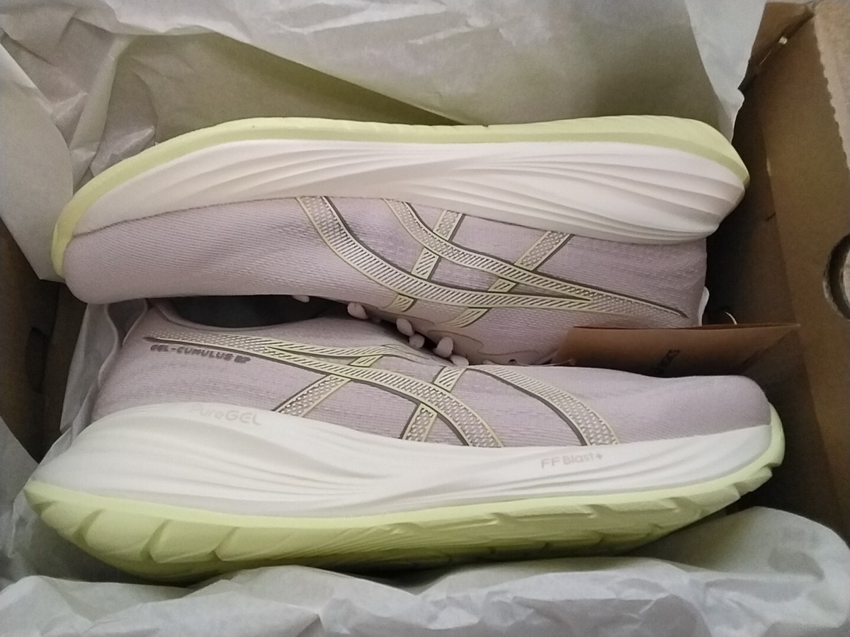 ASICS Womens Gel-Cumulus 27 Mineral Beig Huddle Yelow Size WIDE  1012B773-250
