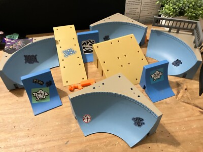 tech deck ramps with connectors and some stickers added to it
