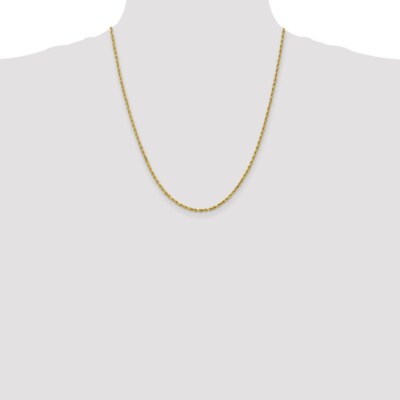 Real 10kt Yellow Gold 2.5mm Diamond-Cut Rope Chain; 22 inch