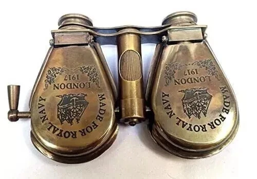 Victorian Vintage 1917 Brass Binoculars Antique Opera Glasses with Leather - Image 2 of 4