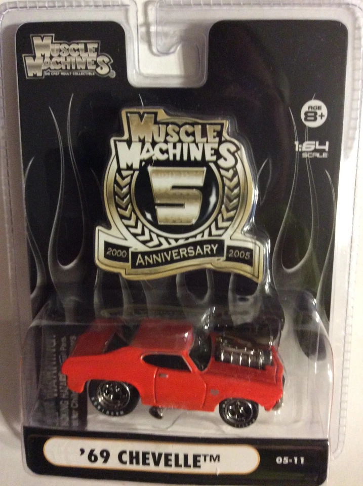 MUSCLE MACHINES 5TH ANNIV.  1969 CHEVY CHEVELLE SS  396    1/64 - 69 CHEVY - - Image 2 of 2