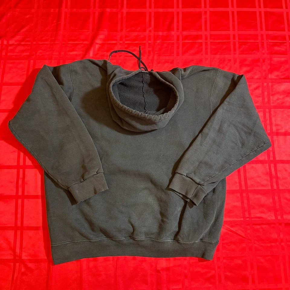 Black Nike Center Swoosh Hoodie Made In Mexico Grey Tag Size Large Vintage 90s - Image 3 of 4