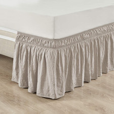 Ruched Ruffle Wrap Bed Skirt - Neutral Tan for Queen/King/Cal King Beds
