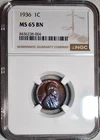 NGC MS-65 BN 1936-P Lincoln Cent, Jaw-Dropping, Vibrantly Toned Gem!