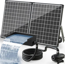 55W Solar Fountain Pump with Pond Waterfall Box, 304 Stainless Steel Pond Wat...