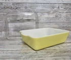 Vintage Pyrex Yellow 503-B Refrigerator Casserole Baking Dish Ribbed Glass Lid