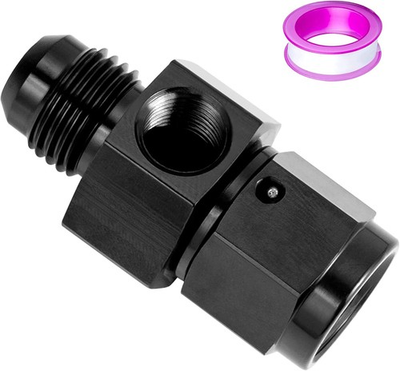 #ad 6AN Male Flare to 6 Female Swivel with 1 8 NPT Gauge Port Fuel Pressure Take Of $17.49