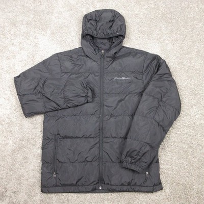 Eddie Bauer Jacket Mens Large Black EB650 Down Puffer Coat Outdoor Outerwear