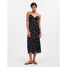 Madewell The Layton Midi Slip Squiggle Print Stretchy Dress US Women's 10 New