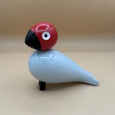 Kay Bojesen Denmark Red/Gray Painted Songbird Beechwood Figurine