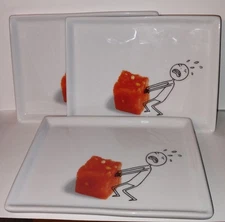 Lot 3 Crate & Barrel CB2 Watermelon Appetizer Snack Plate Porcelain Dessert Tray