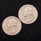 90% Silver - $0.50 FV - 2 Coins -  1955 Washington Quarter  - 17-17