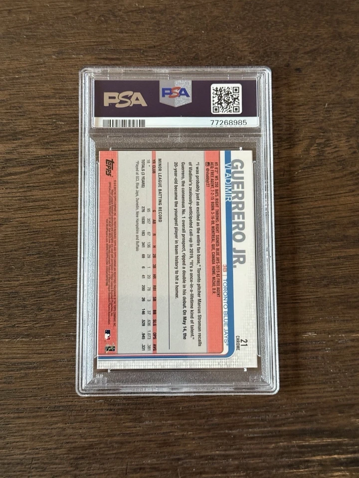 Atualização 2019 Topps Chrome Vladimir Guerrero Jr. Refrator rosa PSA 10 - Imagem 2 de 2